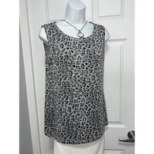 Chico's Black /Grey Animal Print Sleeveless
Tank Top Shirt Size 0(US 4/6)